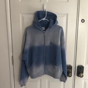 Peso Faded Zip Oversized Hoodie, Sky Blue